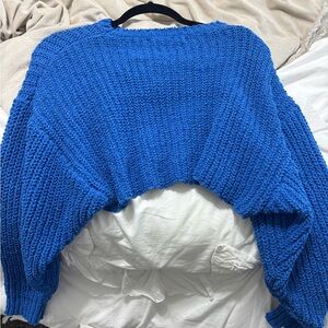Altard State Cropped Cozy Blue Knit Sweater